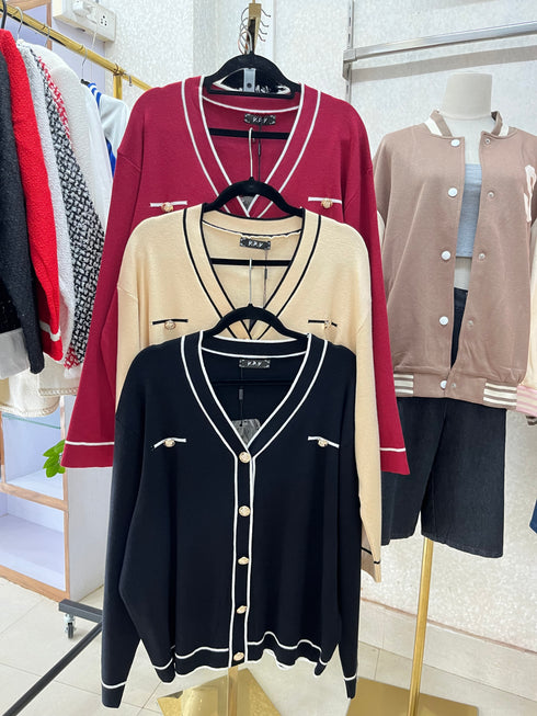 Knitted Open Buttons Cardigans